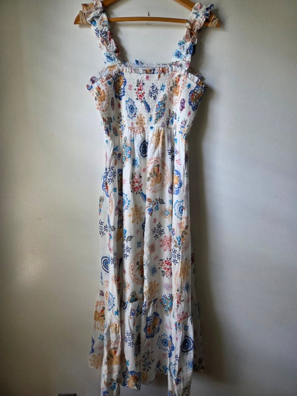 NWOT BLU PEPPER SUMMER PRINTED SMOCKED MAXI DRESS SIZE M - Picture 1 of 15